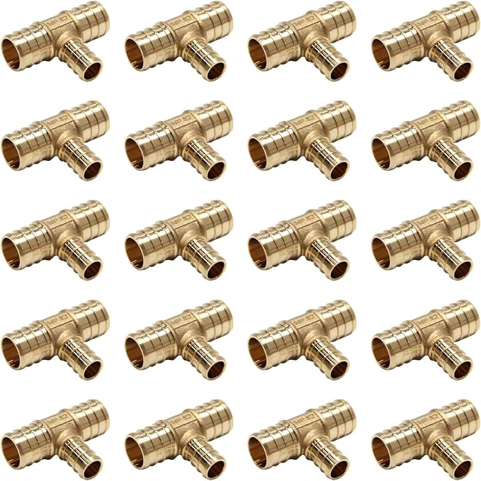 20PC EFIELD Barb Pex 3/4" x 3/4" x 1/2" Reducing Tee Brass Crimp Fittings | by EFIELDPEXTUBING