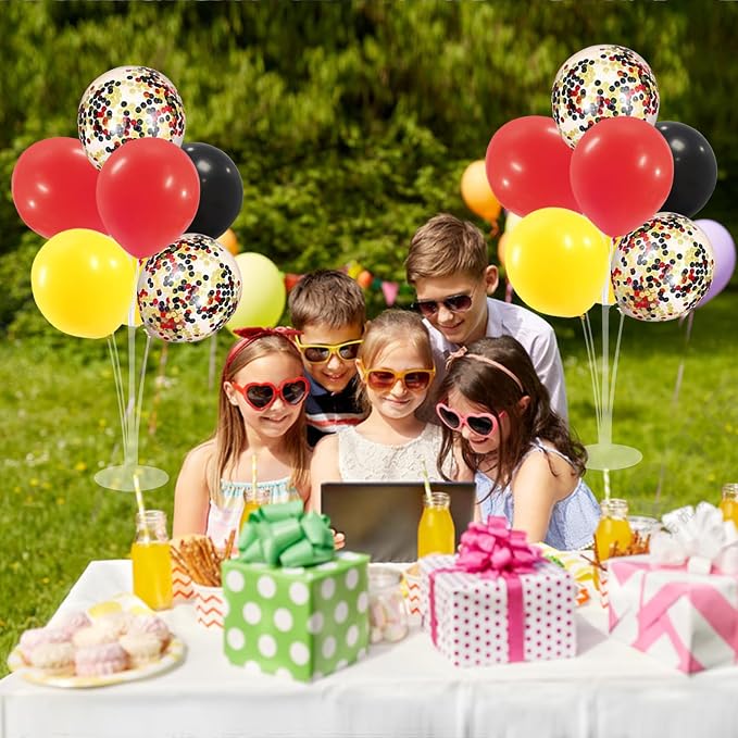 ZJDHPTY Mouse Birthday Decorations, 4Set Red Yellow Black Balloon Stand Kit | - Image 5