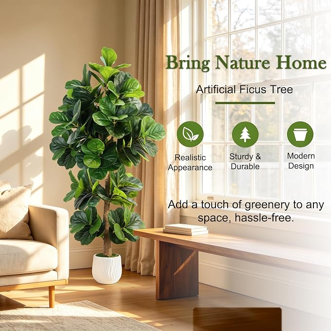 GTIDEA 6FT Artificial Fiddle Leaf Fig Tree - Image 2