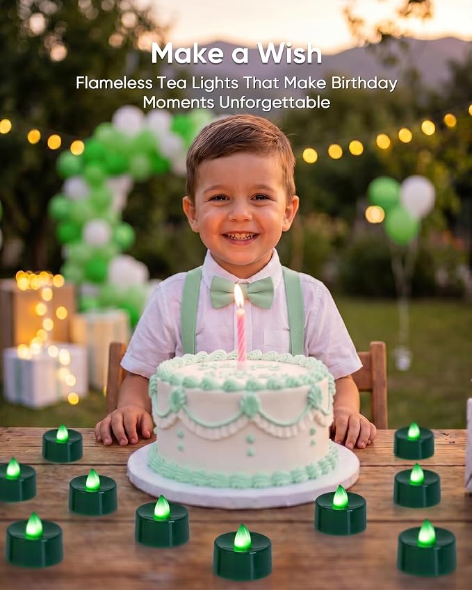Homemory 24-Pack Green Flameless Battery Tealight Candles, 200+ Hours | - Image 4