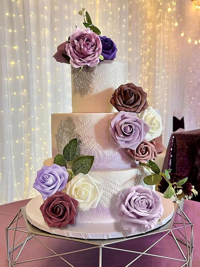FACINOC Roses Artificial Flowers Purple Fake Flower - Image 5