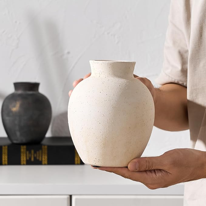 SIDUCAL Ceramic Decorative Flower Vase | 6 Inch Pottery Rustic Farmhouse Boho - Image 2