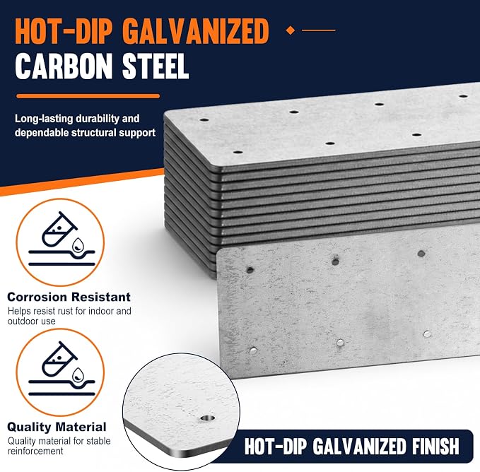 16 Inch Heavy Duty Strap Tie, 10 Pack Hot-Dip Galvanized Steel Structural - Image 3