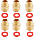 (6 Pack Lead-Free Brass Garden Hose Threaded 3/4" GHT to 1/2" NPT Fitting by LitOrange