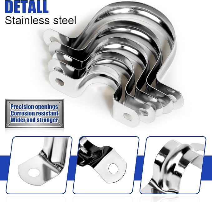 30Pcs 3/4 Inch Stainless Steel Conduit Clamps, 2 Hole Strap U Bracket Rigid - Image 2