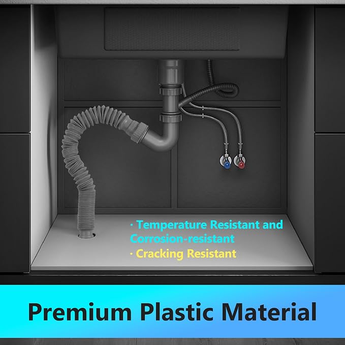 Sink Drain Pipe Kit, 1 Pack Flexible Drain Pipe P Trap, 12.79"-35.03" Flexible - Image 5
