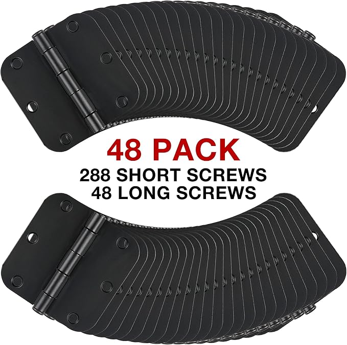 TDCHINGES Rounded Door Hinges Matte Black 3.5" 5/8" Radius Removable Pin | 48 - Image 6