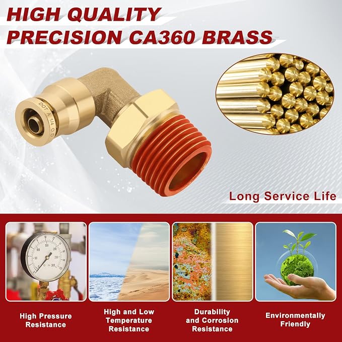 90° Swivel Male Elbow, 1/4" Tube x 3/8" NPT, DOT Approved 2PCS | - Image 2