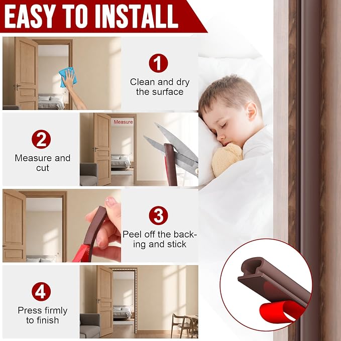 alophoty Door Weather Stripping Door Seal Strip, 0.35"x0.24" | Self-Adhesive - Image 8