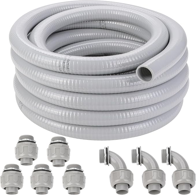 1 Inch Flexible Liquid Tight Conduit 25FT, Non Metallic Electrical Conduit Kit by WYNNsky