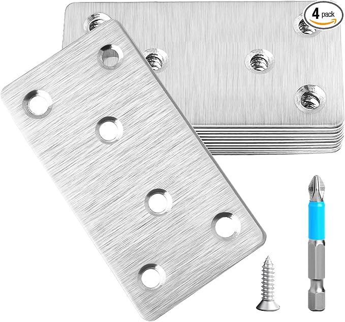 4 Pcs Mending Plate, 3.94 x 1.97 inch Stainless Steel Flat Plates by Anterrific