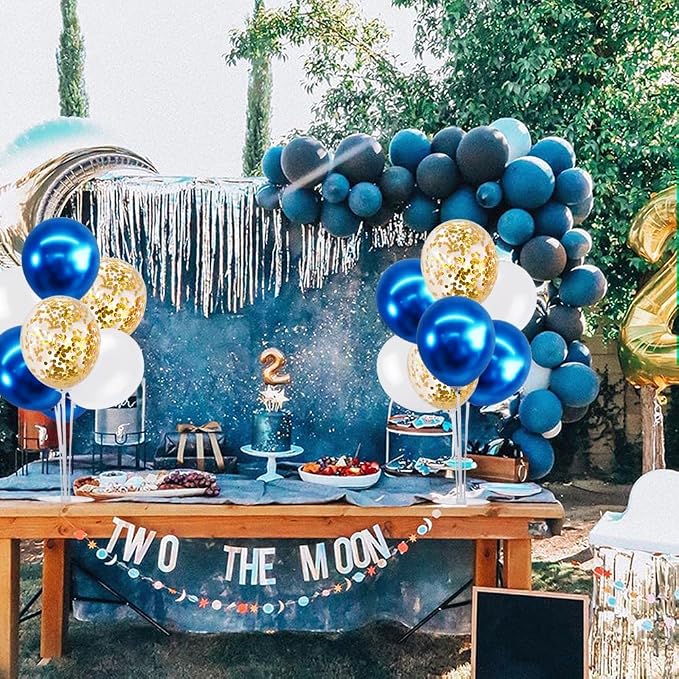 TONIFUL 4 Set White Blue Gold Balloon Centerpieces - Image 5