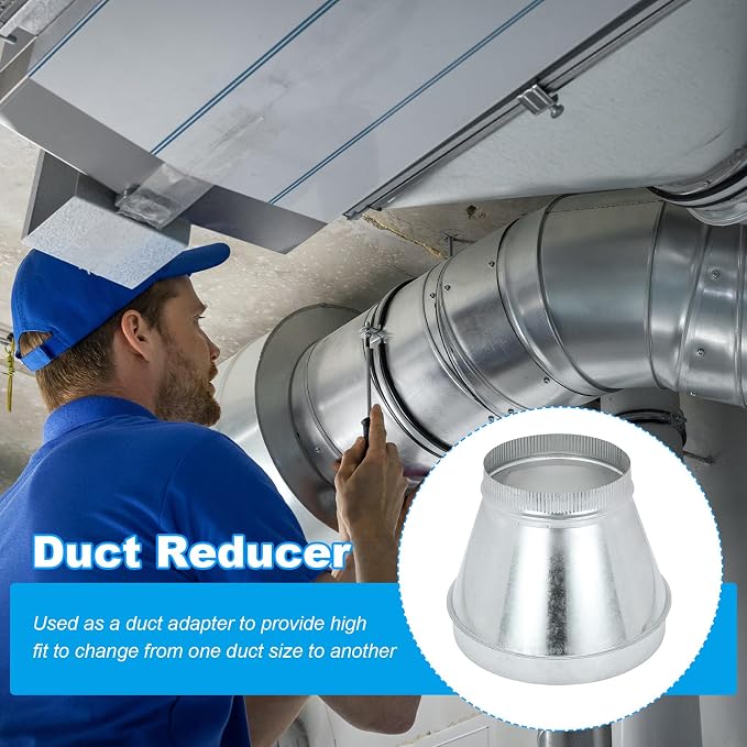PATIKIL 12 Inch to 8 Inch Duct Reducer, Galvanized Steel Round Air Duct Reducer - Image 4