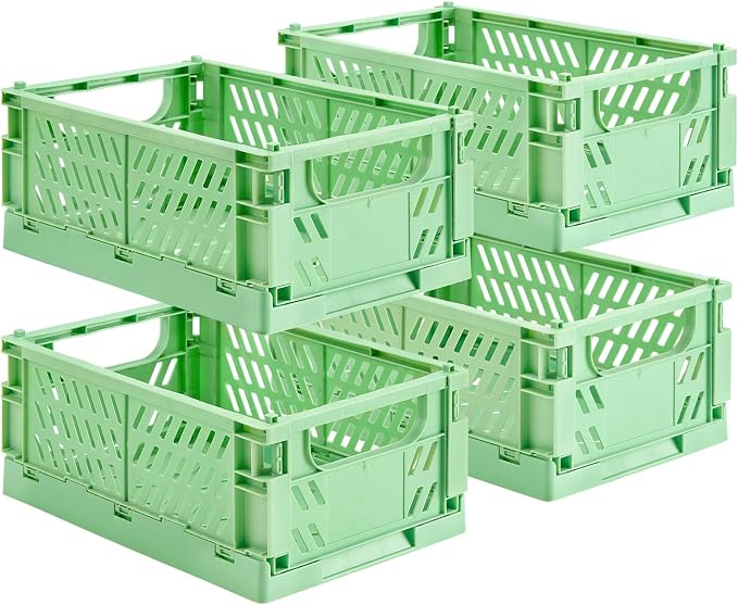 HUUSMOT 4-Pack Collapsible Plastic Storage Baskets, 9.8"x6.5"x3.8" | Pastel by HUUSMOT