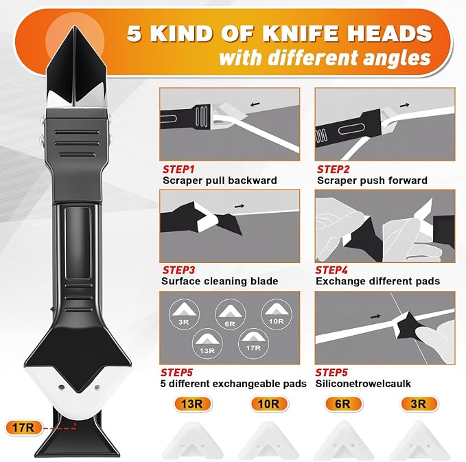 23 Pcs Tile Trowel Kit with Grout Float, Removal Tool, Silicone Caulking Tool - Image 3