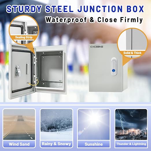 Electrical Junction Box 12x8x6, NEMA 4X IP66 Steel Enclosure Box | 1.5mm steel - Image 4