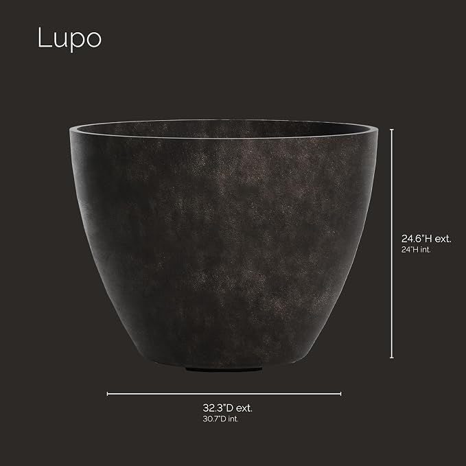 Lupo Tapered Indoor/Outdoor Planter, 32x24in Brown Stone - Image 2