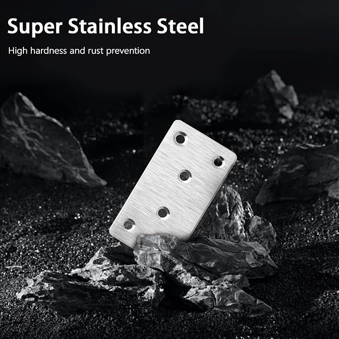 8 Pcs Mending Plate, 3.15 x 1.5 inch Stainless Steel Flat Plates - Image 4