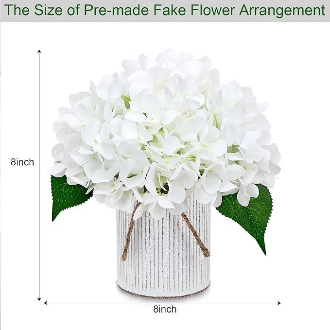 Ivory White Flower Table Centerpieces, Hydrangeas | Floral Arrangement - Image 2