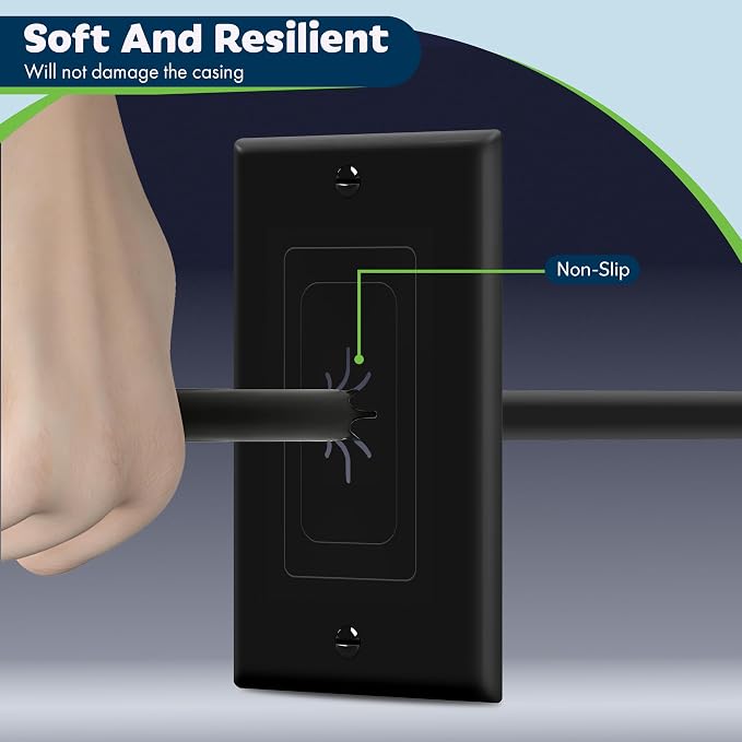 TOPGREENER 1-Gang Flexible Rubber Cable Pass-Through Wall Plate, wall-mount TVs - Image 2