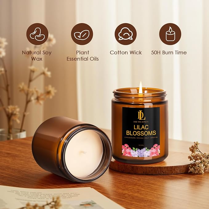 Lilac Blossom Scented Candles, Lilac Blossom Candle, Aromatherapy Candle Gifts - Image 3