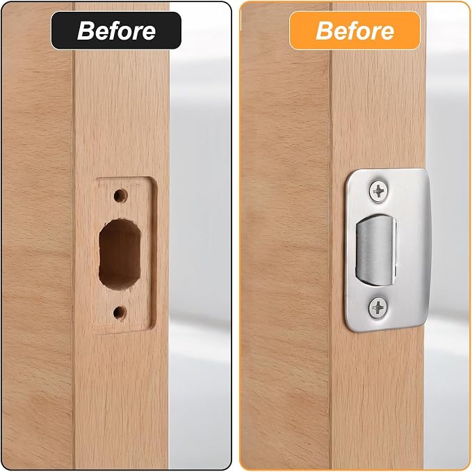 4 Universal Door Strike Plate Stainless Steel Latch Striker Plate | Round Corner - Image 3