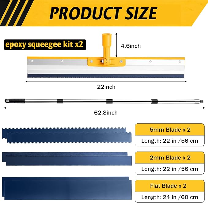 Gisafai 2 Pack 22'' Notched Epoxy Squeegee Kit - Image 2