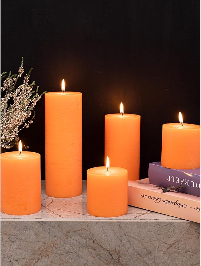 Assorted Pillar Candles Set of 3 – Sizes 3", Rustic Style - Image 7