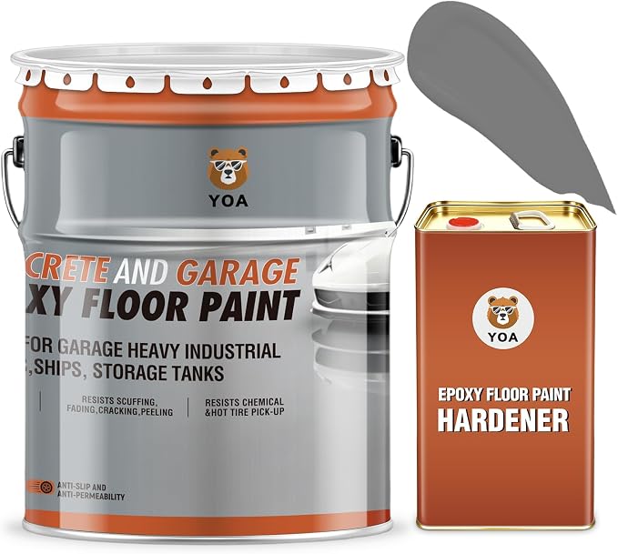YOA Epoxy Floor Paint Kit, 4 Gallon Light Gray - Image 7