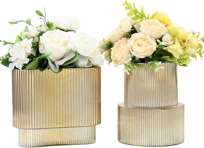Gold Glass Vases, Modern Glass Vase by YANWE