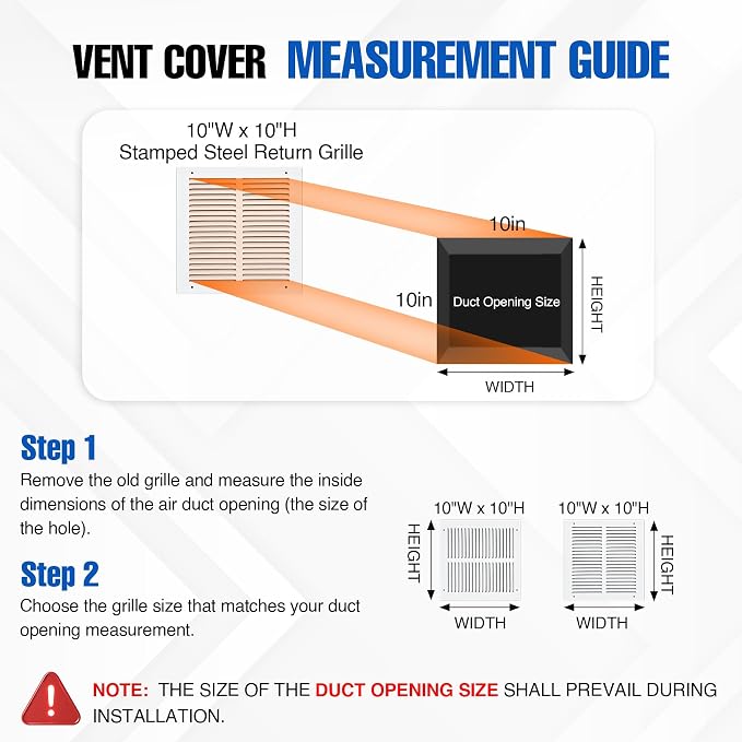 Fancat 10x10 Duct Opening | Steel Return Air Grille | Vent Cover Grill - Image 2