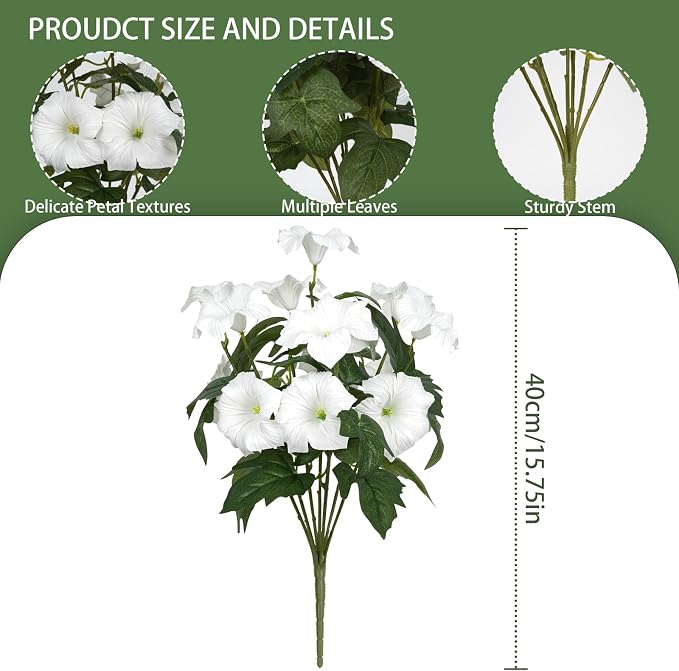 Artificial Flowers for Outdoors, Faux Petunias Spring Summer Decoration - Image 2