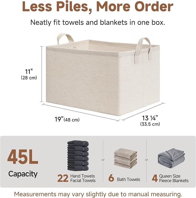 StorageWorks Linen Closet Storage Bins, 45L Storage Baskets, - Image 7