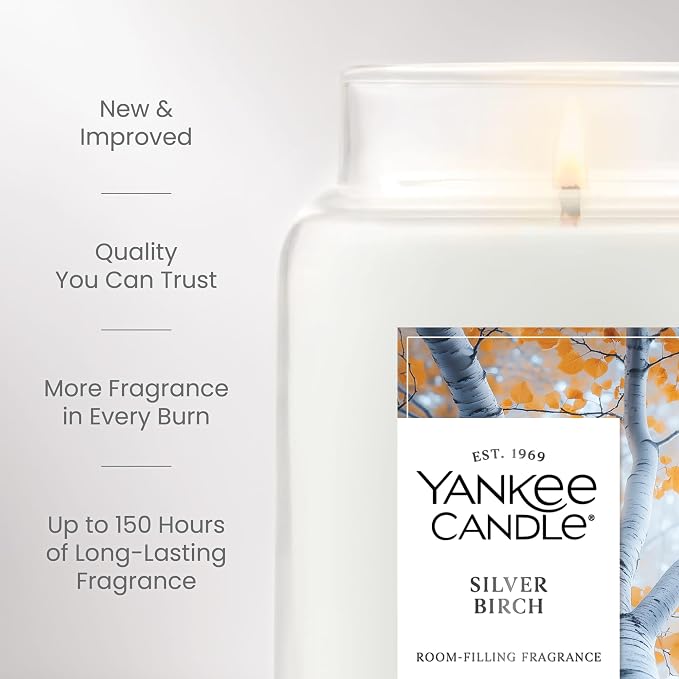 Yankee Candle Silver Birch, Holiday Scented Candle, 22oz Large Jar - Image 3