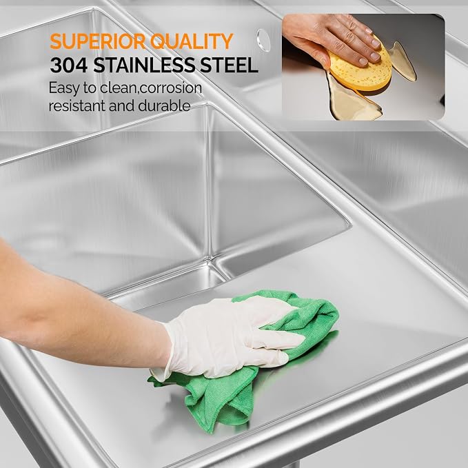 ROVSUN Commercial Sink, Stainless Steel Sink - Image 4