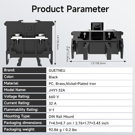 5Pcs JHY1 DIN Rail Terminal Blocks, 660V 32A, 6mm² | Detachable and Assemblable - Image 6