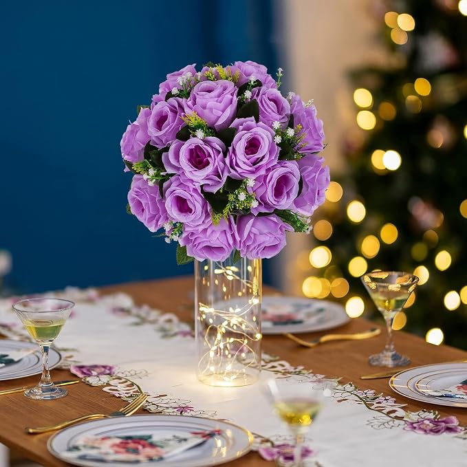 BLOSMON Flower Balls Wedding Rose Centerpieces: 10 Pcs Lilac Fake Flowers Lilac - Image 7