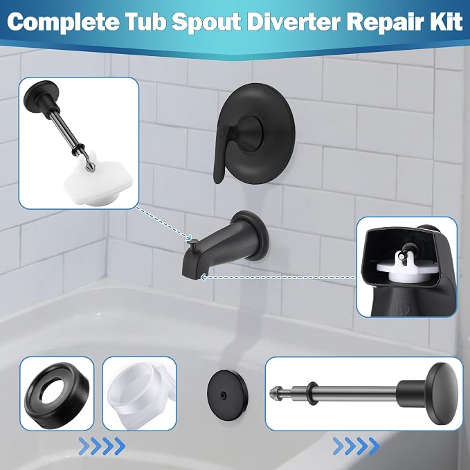 Enhon 2 Set Tub Spout Diverter Repair Kit | Includes 2 x Diverter Valve Stems - Image 2