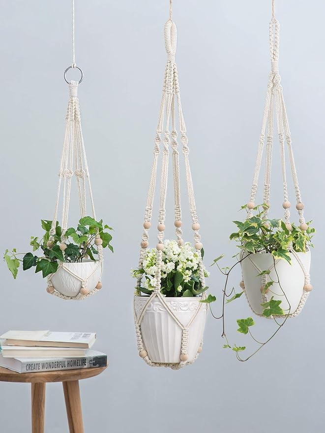 Mkono 3 Pack Macrame Plant Hangers Hanging Planters - Image 3