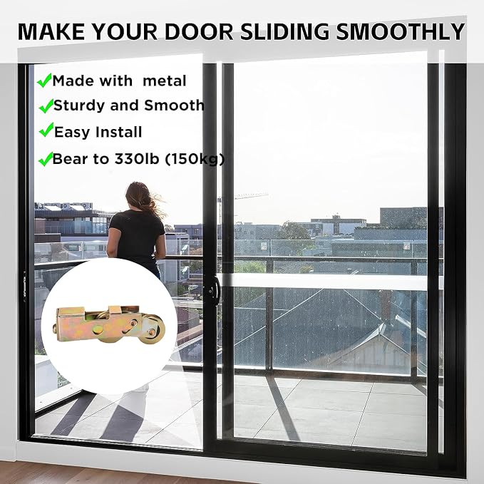 2 Pack Sliding Patio Door 1-1/4 Inch Tandem Roller Assembly, Steel Ball Wheel - Image 2