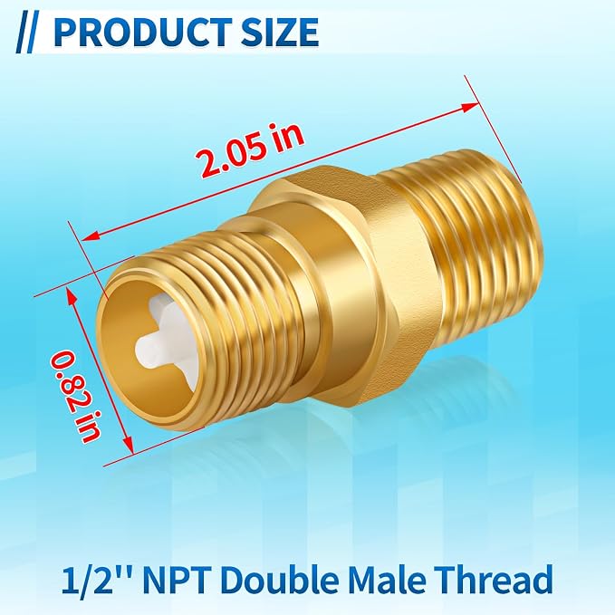 1/2'' NPT Lead-Free Brass RV Camper Water Heater Check Valve, Male to Male | RV - Image 2