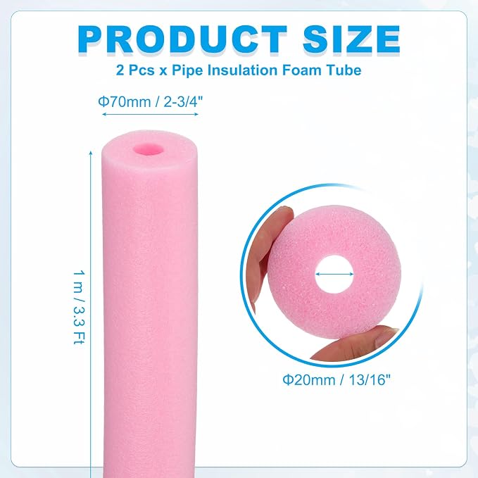 PATIKIL Pipe Insulation Foam Tube Foam Pipe Tubing Covers Pink 2Pcs | 13/16" ID - Image 2