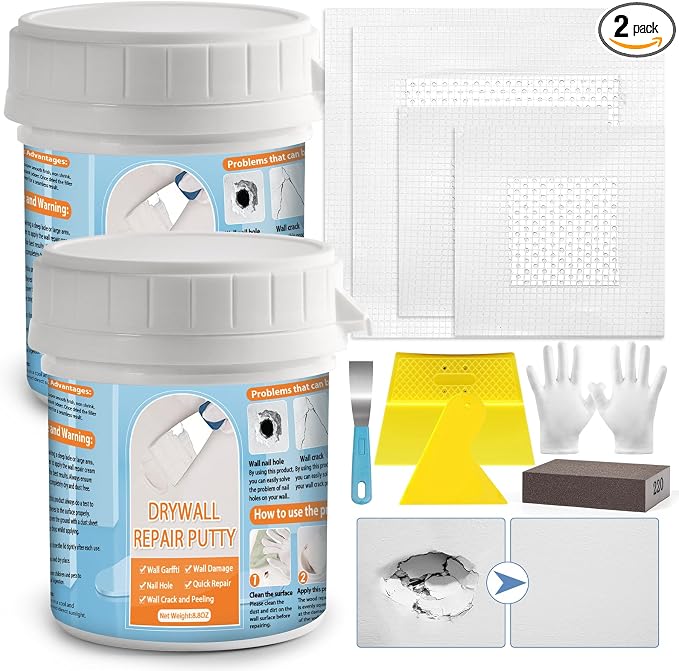 Dry Wall Patch Kits, Aluminum Spackle Wall Repair Patch Kit Fiber Mesh Plate by LifeisLuck