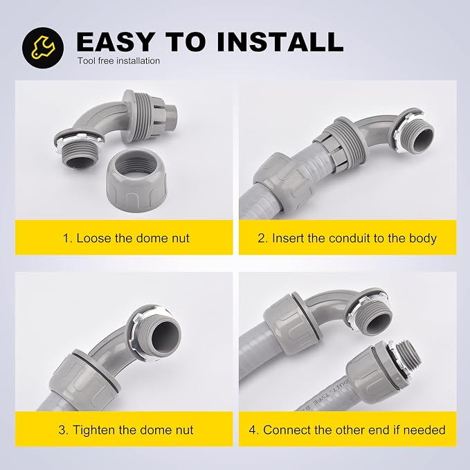 10 PCS 3/4" Liquid Tight Connector NPT Non-Metallic - Image 5