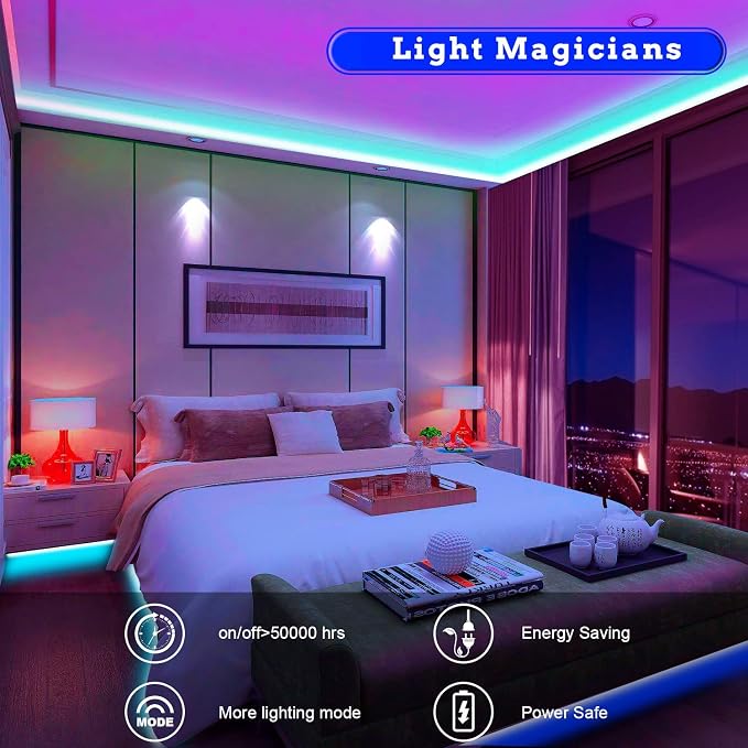 Tenmiro 65.6ft Led Strip Lights, Ultra Long RGB Color Changing LED Light Strips - Image 3