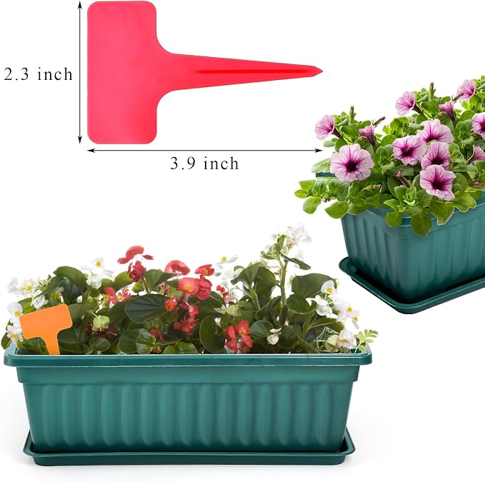 Fasmov 7 Pack 17 Inches Flower Window Box Plastic Vegetable Planters - Image 5
