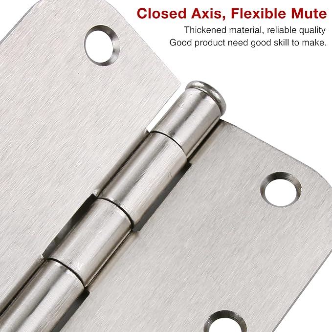 TDCHINGES Rounded Door Hinges Brushed Nickel 3.5" 5/8" US Standard 100 Pack | - Image 5