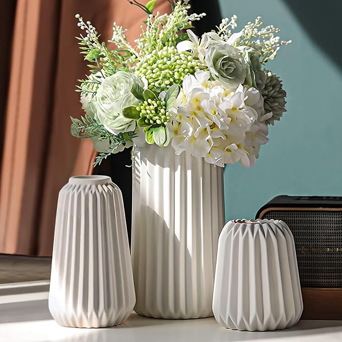 Ceramic Vases Set of 3-White Vase by kogxscej