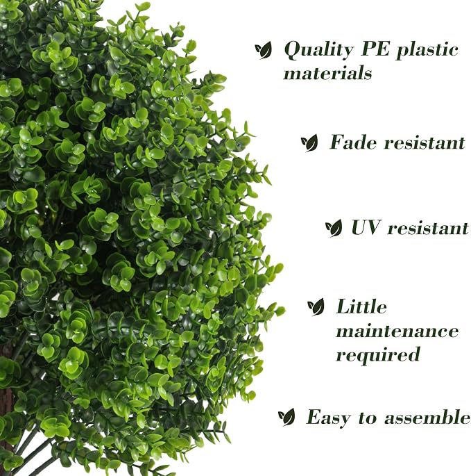 Chillchard 2 Pack UV Resistant Artificial Eucalyptus Boxwood Plants Outdoor | - Image 6