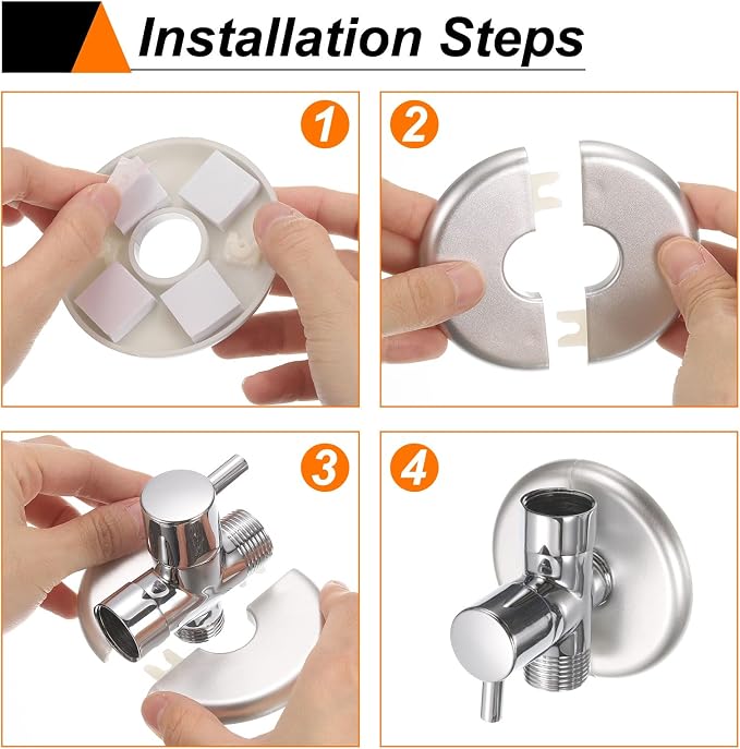 HARFINGTON 2pcs Wall Split Flange 64mm/2.5" Self-Adhesive Plumbing Cover Plates - Image 6